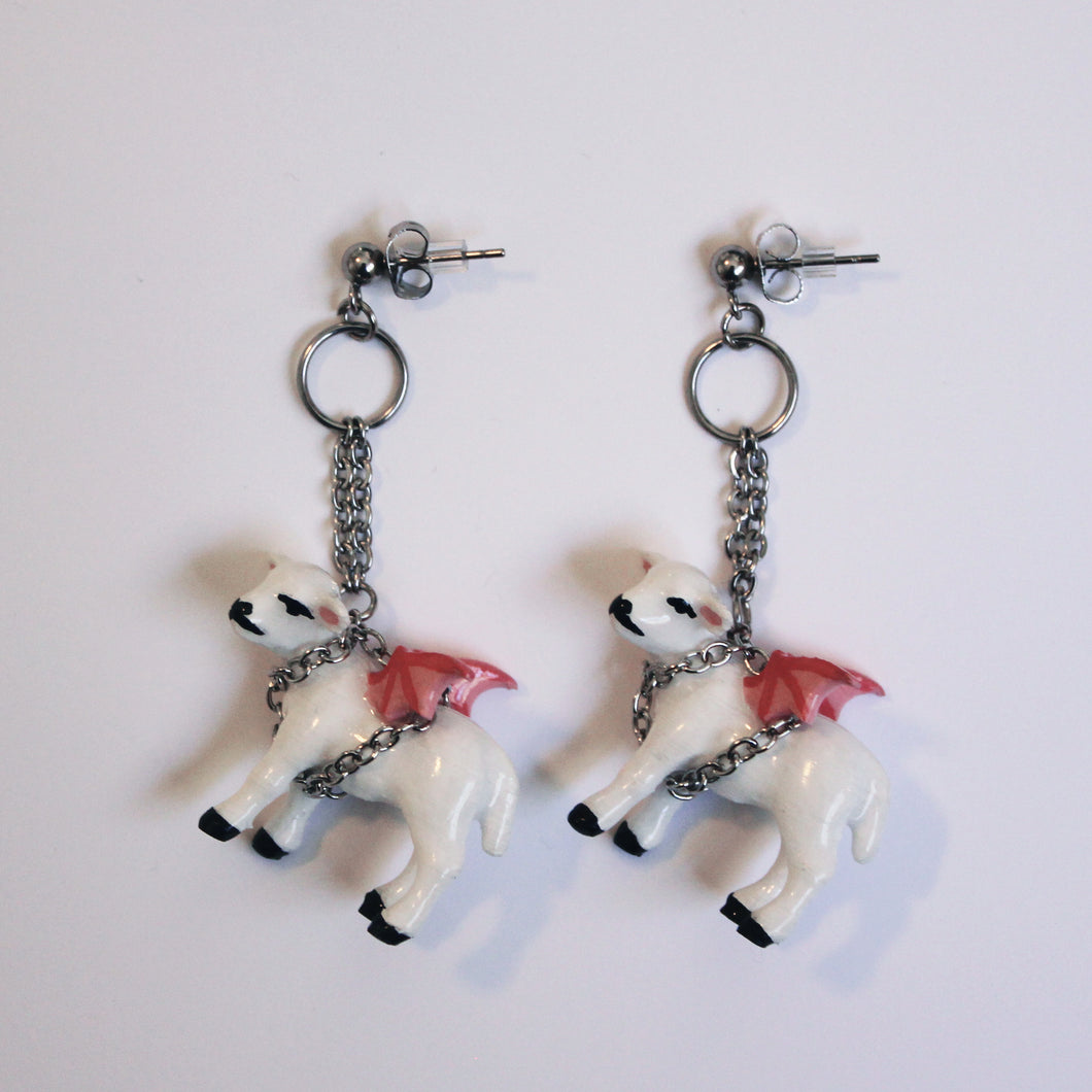 Celestial Beast Earrings in White